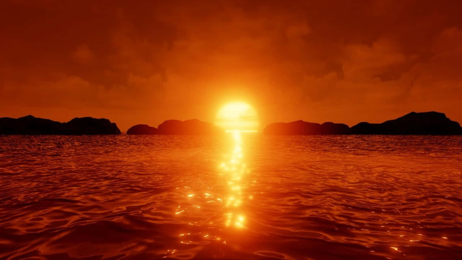 Sunset Reflection, fiery orange sunset, calm ocean waters, HD Desktop Wallpaper
