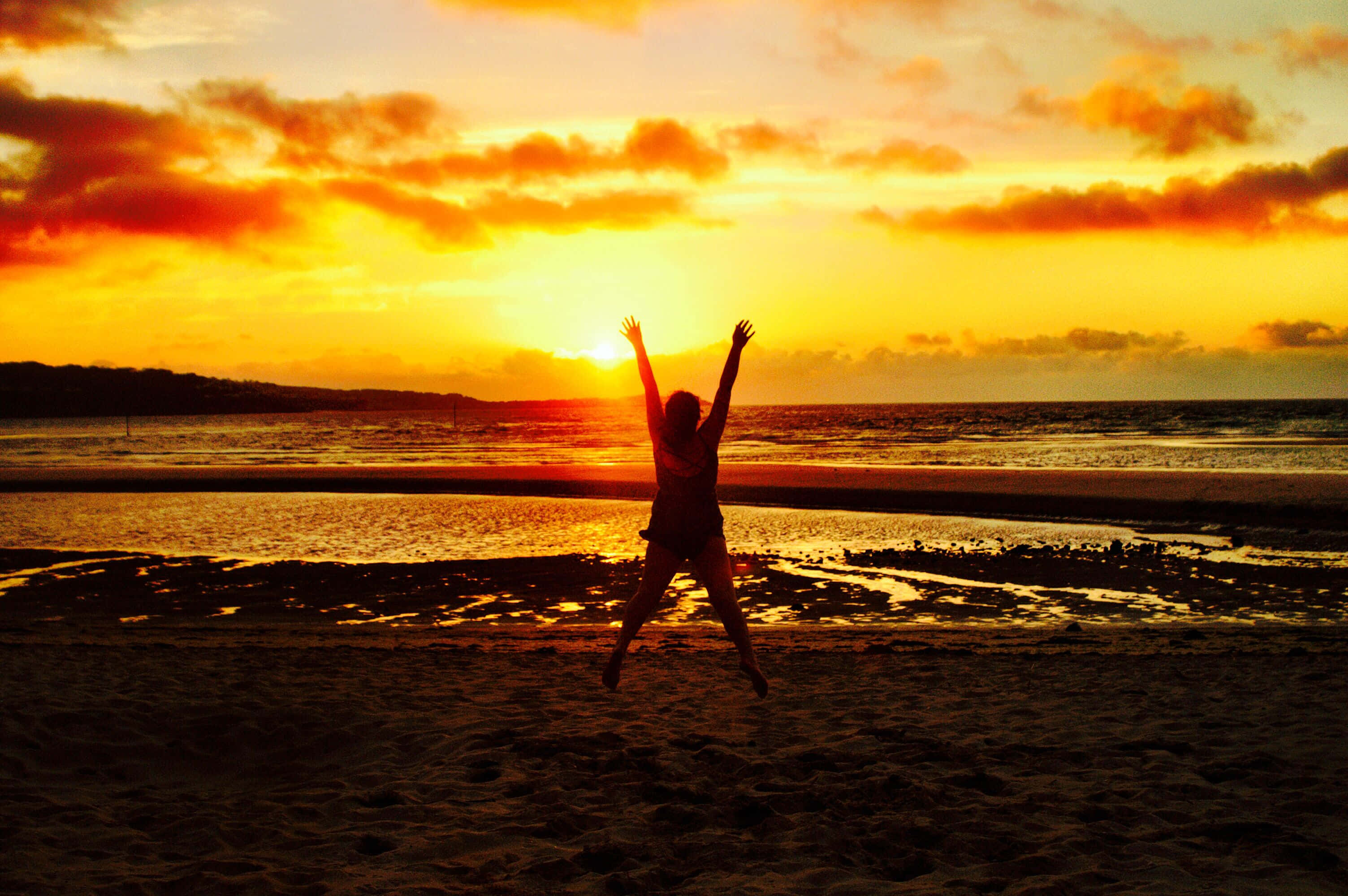 Sunset Silhouette, 3008 x 2000, beach, 2K Desktop Wallpaper