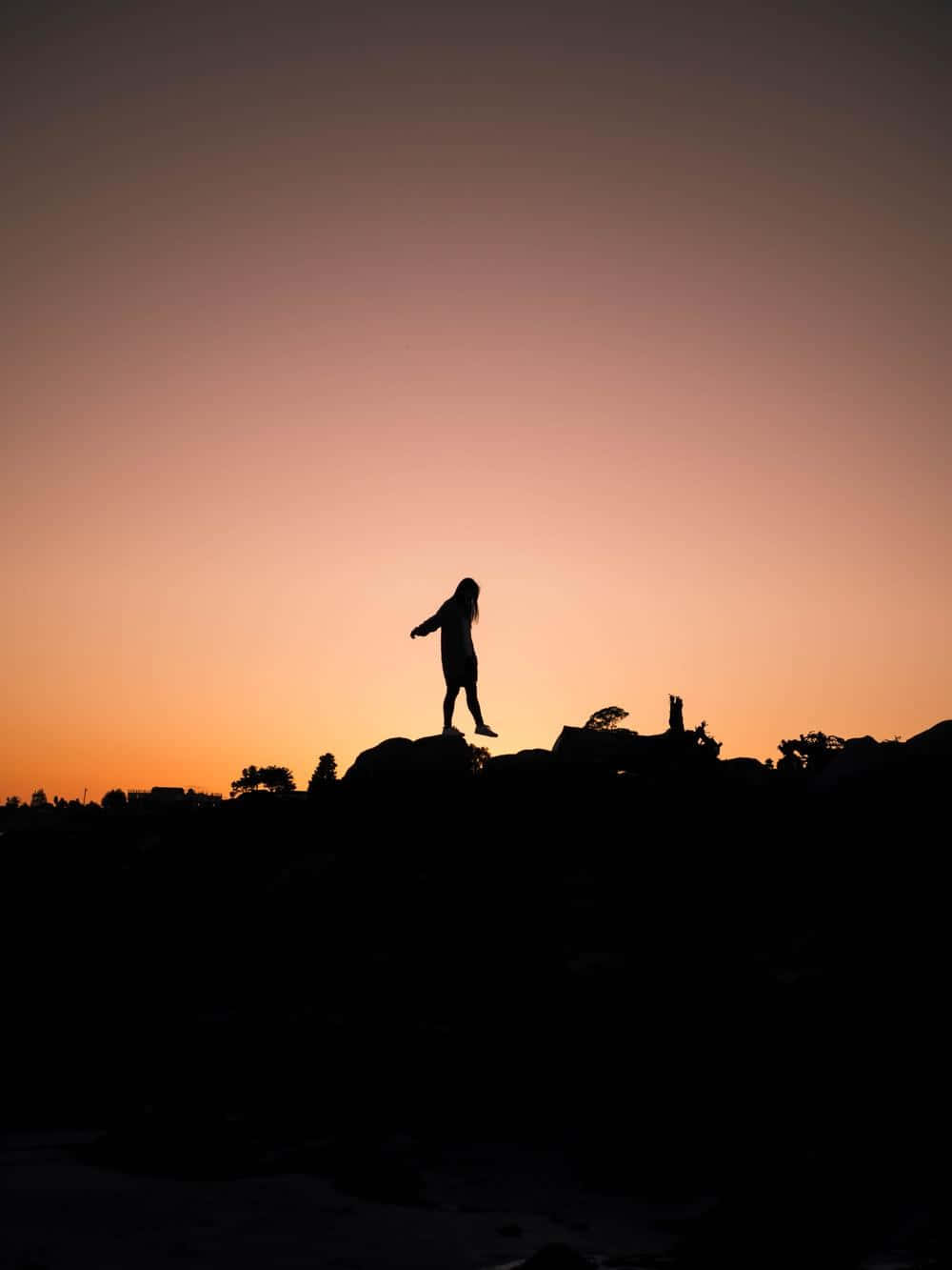 Sunset Silhouette, orange, purple, HD Phone Wallpaper