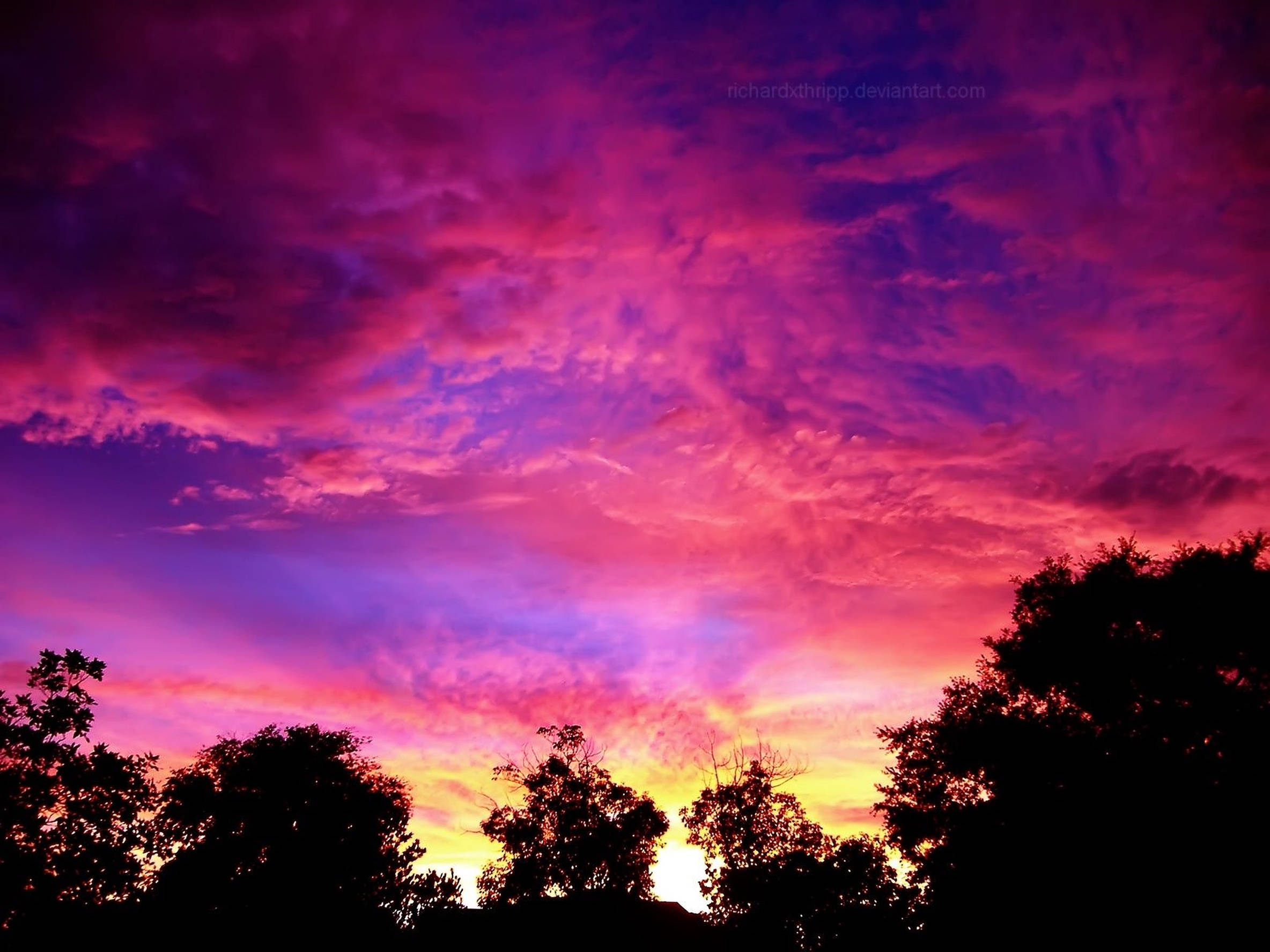 pink purple sunset skies, vibrant purple and pink clouds, twilight sky, Full HD Desktop Wallpaper