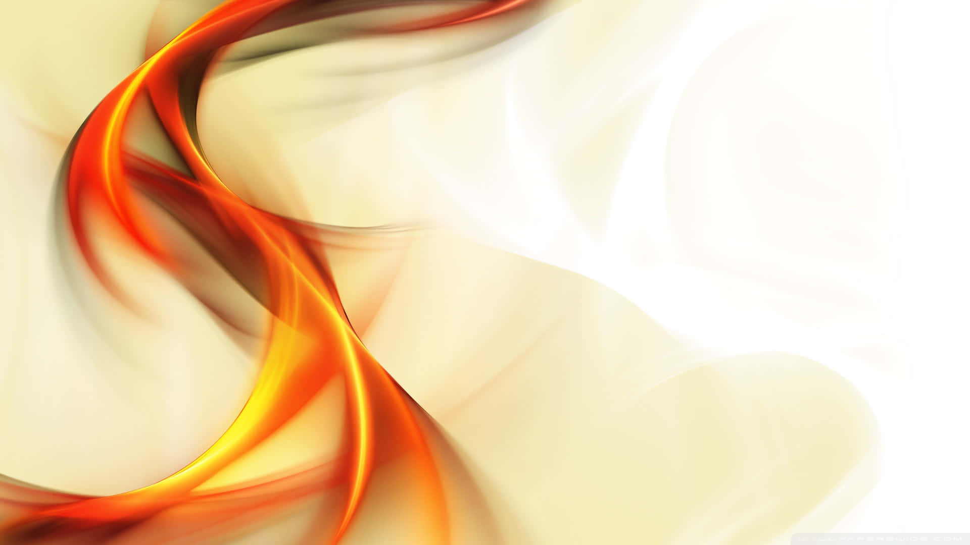 Vibrant orange, gold fluid ribbons, soft cream background, Full HD Desktop Wallpaper