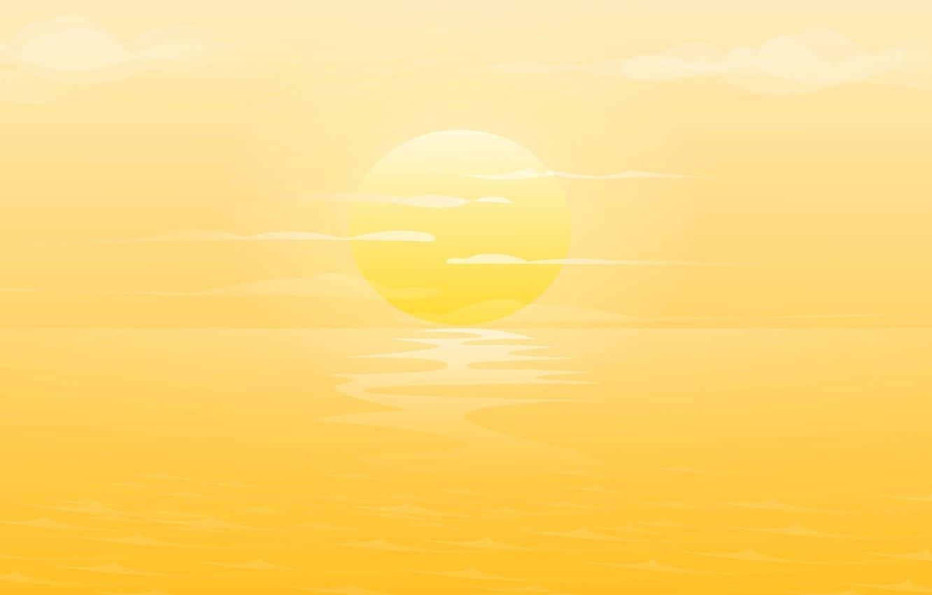 yellow sunset, golden sun, horizon, HD Desktop Wallpaper