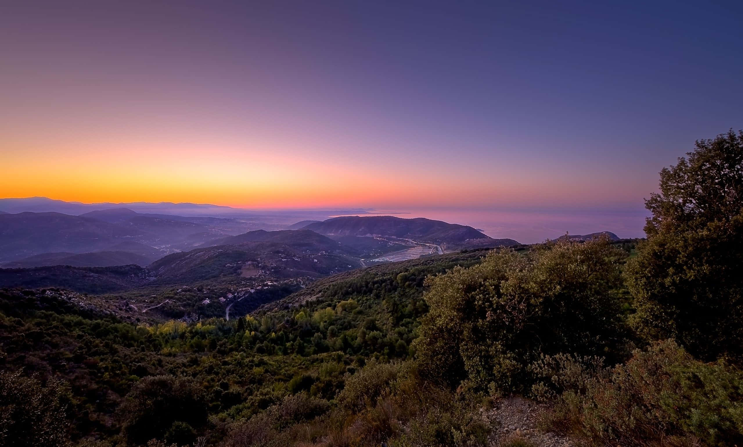 Sunset View, orange, purple, Full HD Desktop Wallpaper