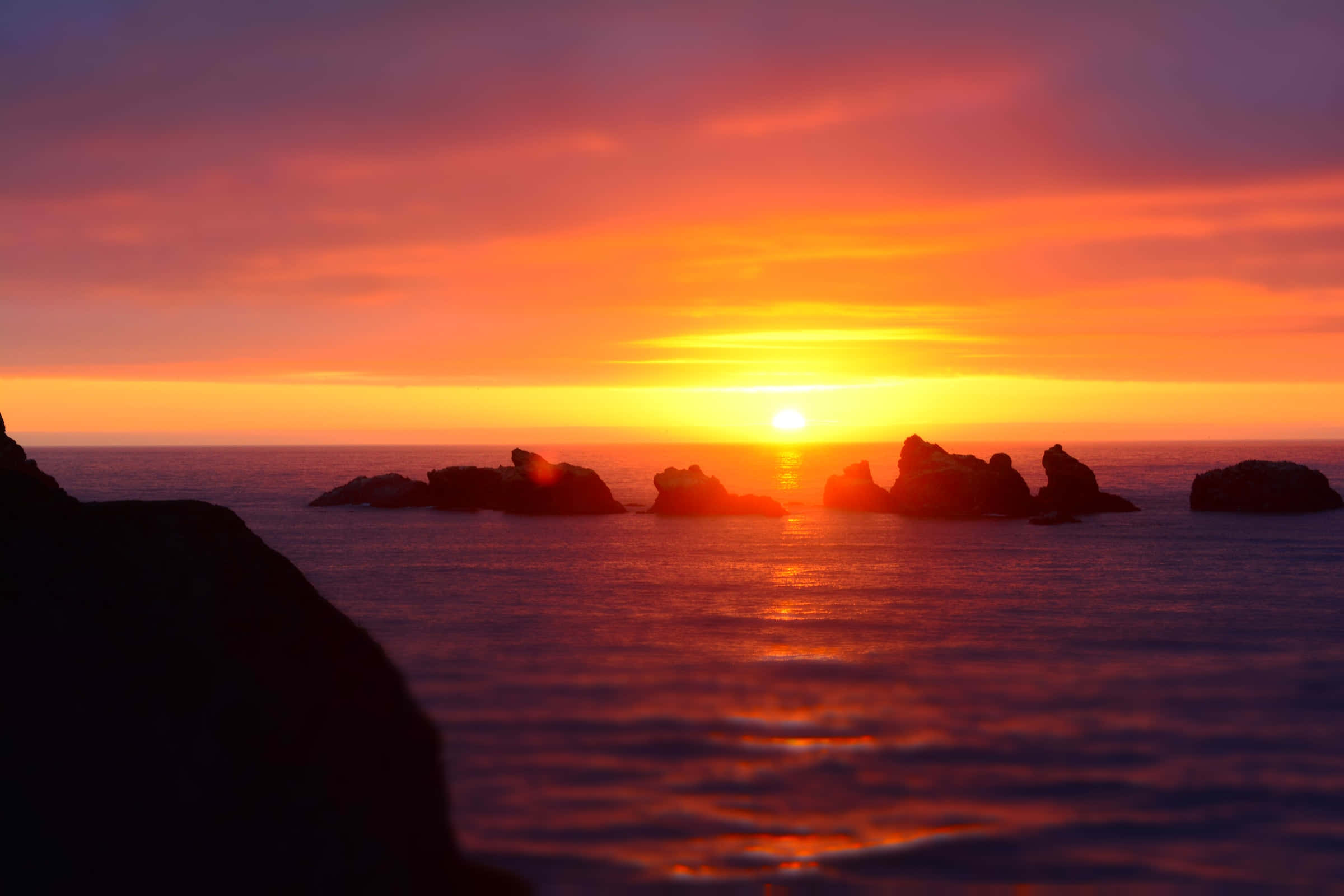 Sunset View, orange, purple, Full HD Desktop Wallpaper