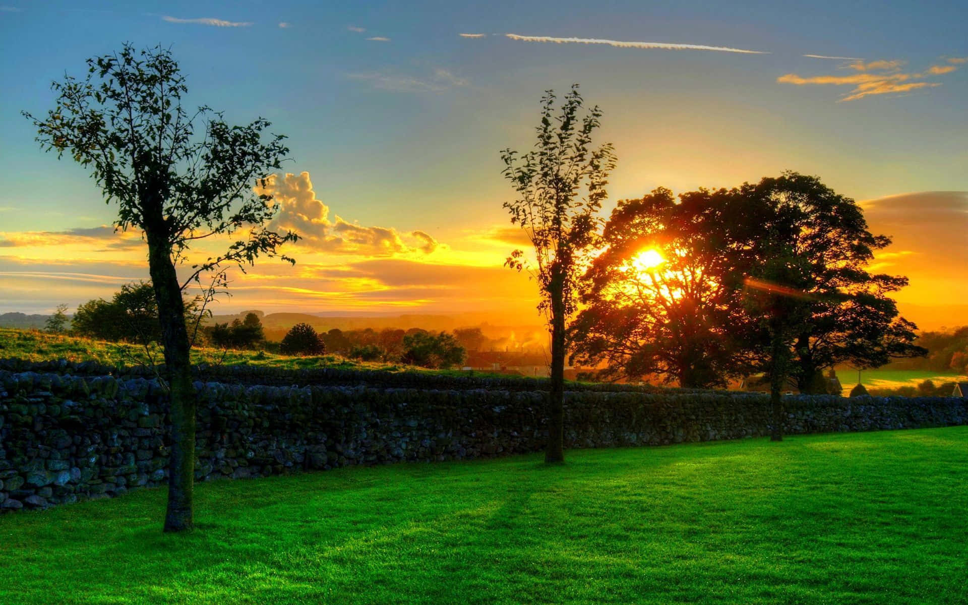 Sunset View, 1920 x 1200, stone wall, Full HD Desktop Wallpaper