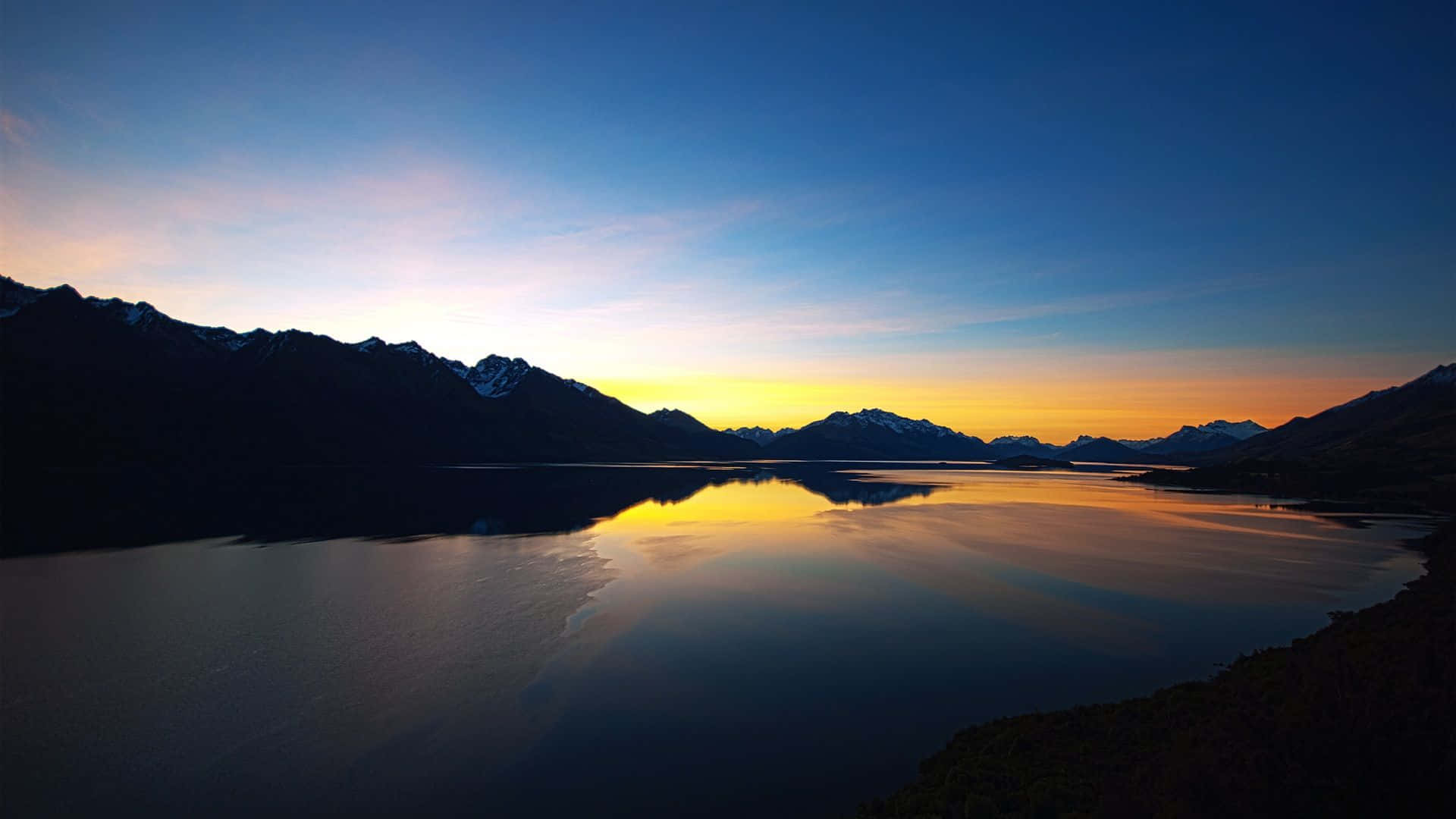 Sunset View, 1920 x 1080, calm lake, Full HD Desktop Wallpaper
