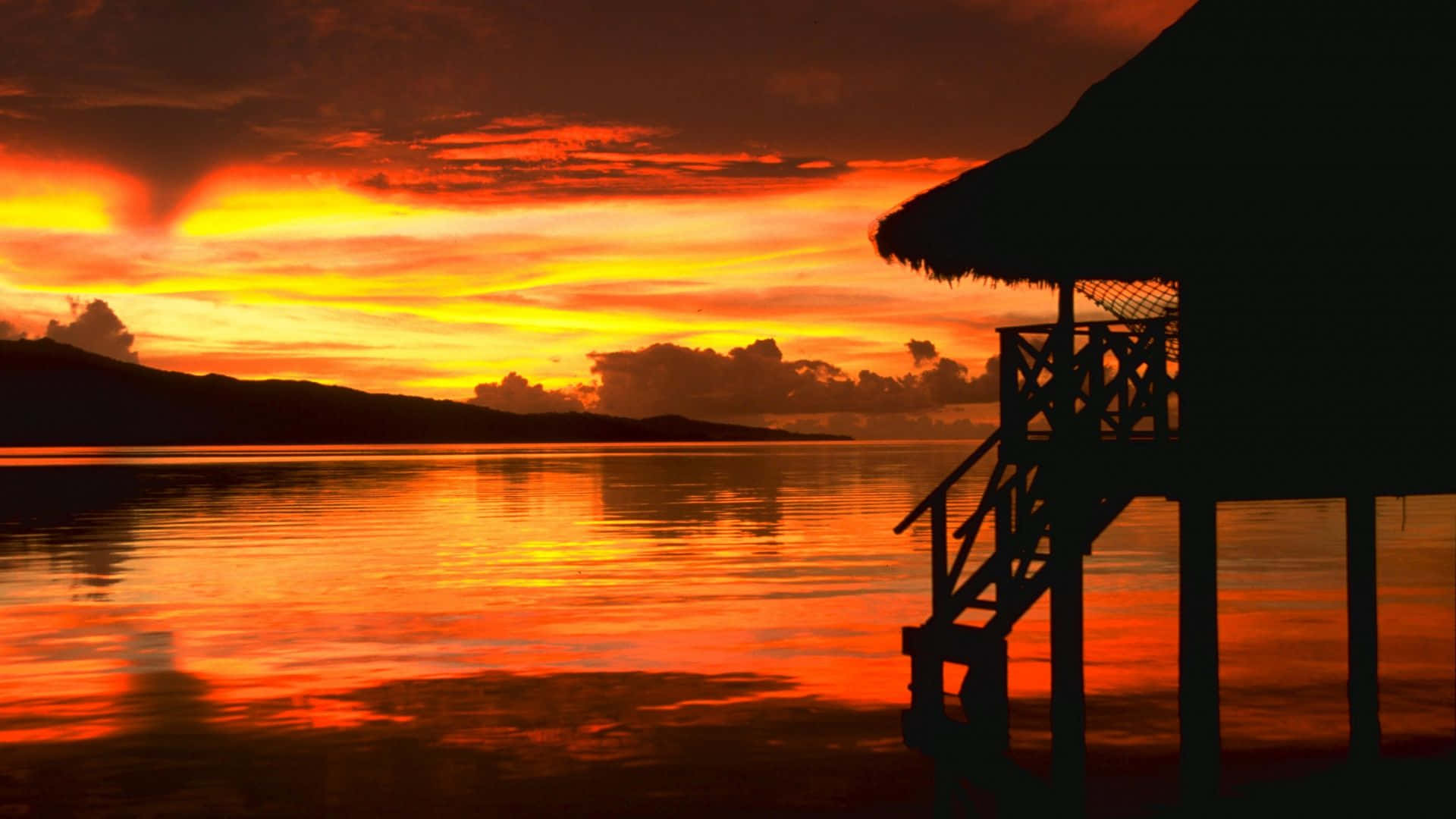 Sunset View, 1920 x 1080, fiery orange, Full HD Desktop Wallpaper