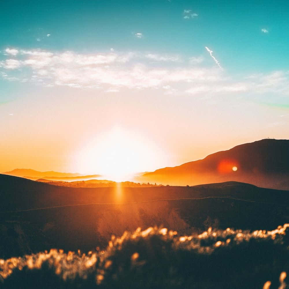 Sunset View, teal sky, warm gold, SD Desktop Wallpaper