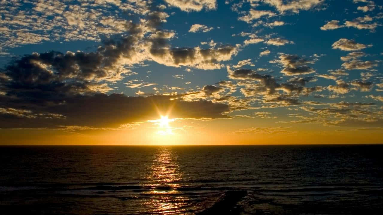 Sunset View, golden light, ocean, HD Desktop Wallpaper