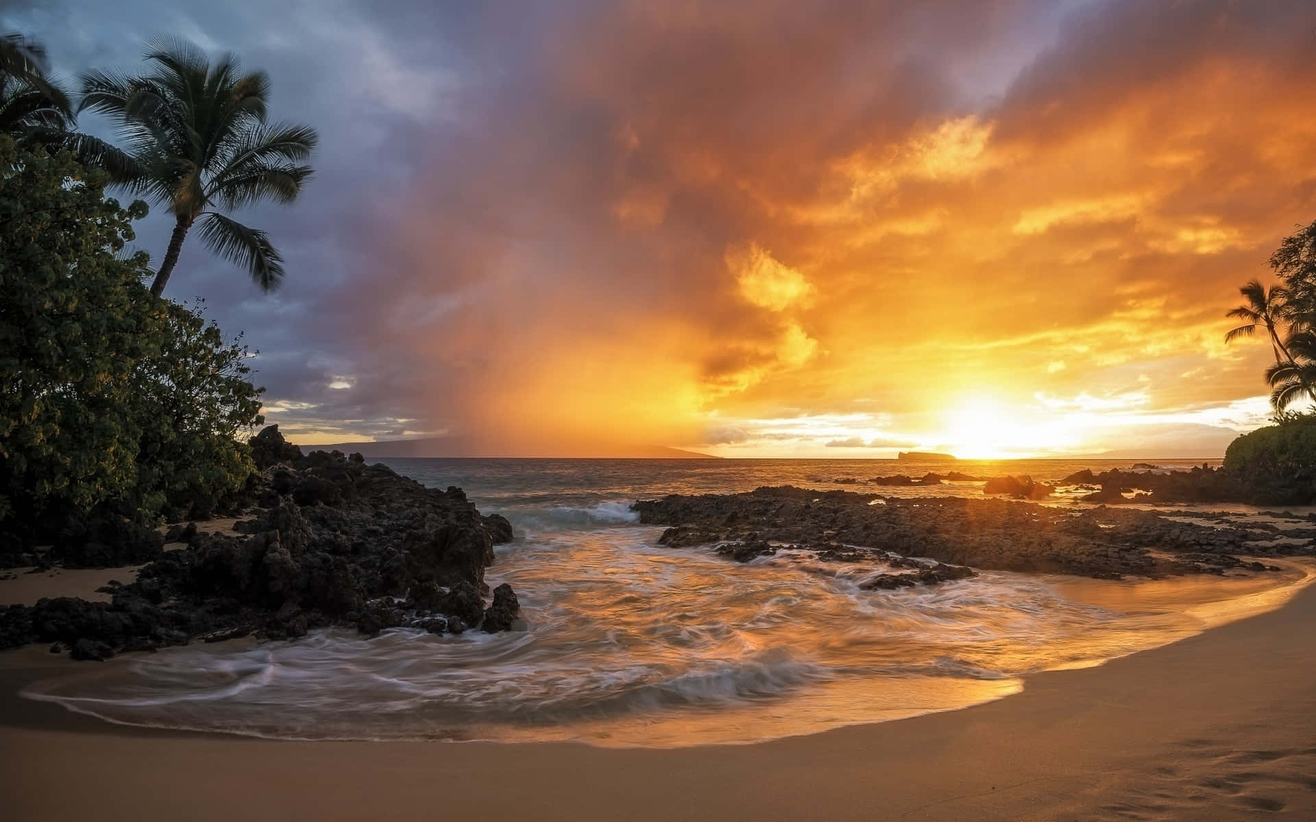 Sunset Wave, 1920 x 1200, fiery orange, Full HD Desktop Wallpaper