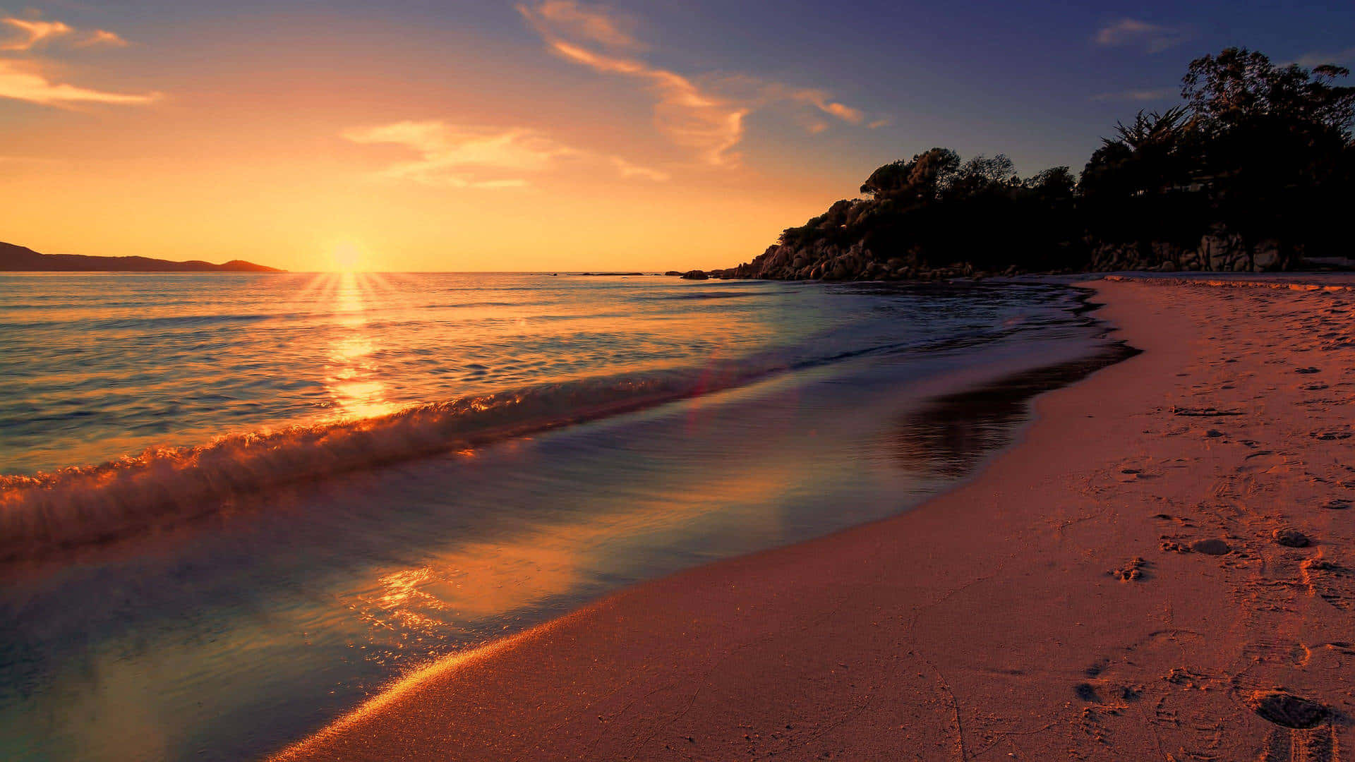 Sunset Wave, 1920 x 1080, golden sunset, Full HD Desktop Wallpaper