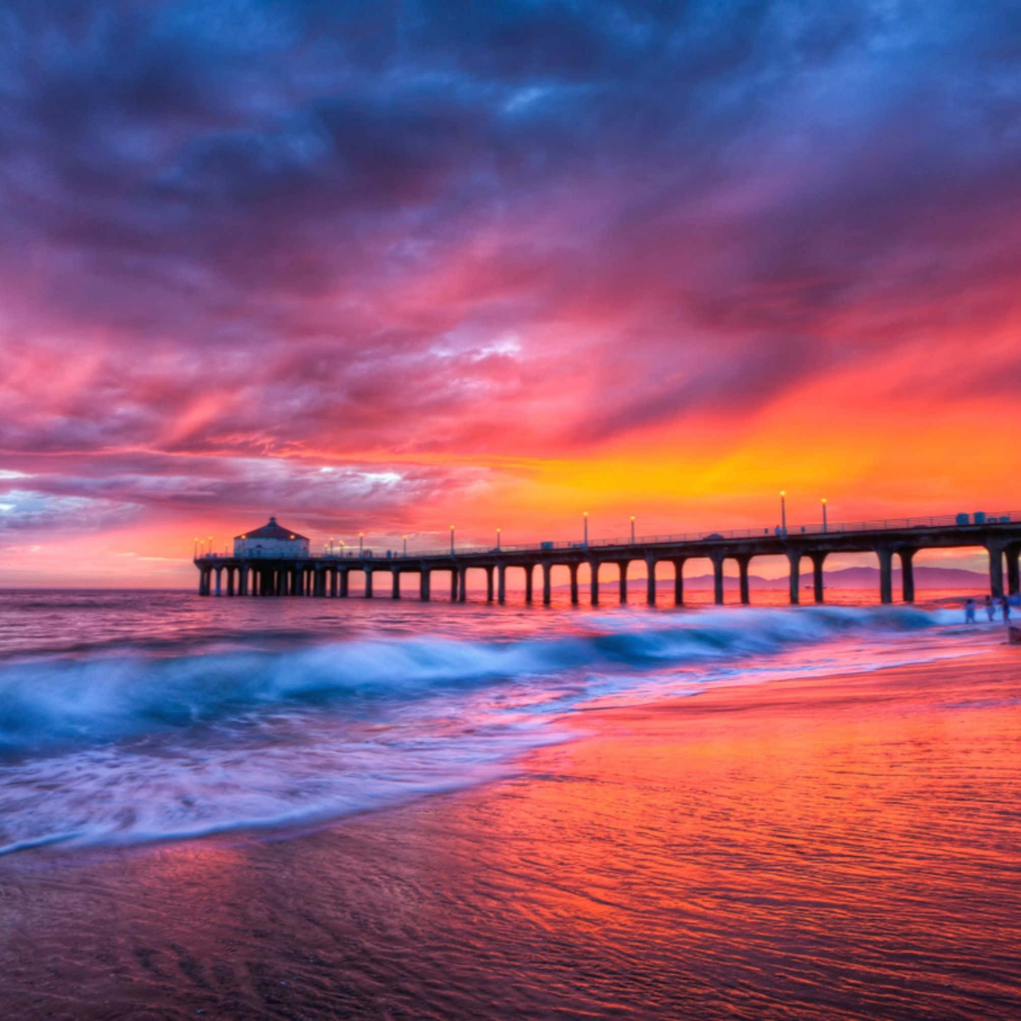 Sunset Wave, 2007, pier, Full HD Desktop Wallpaper