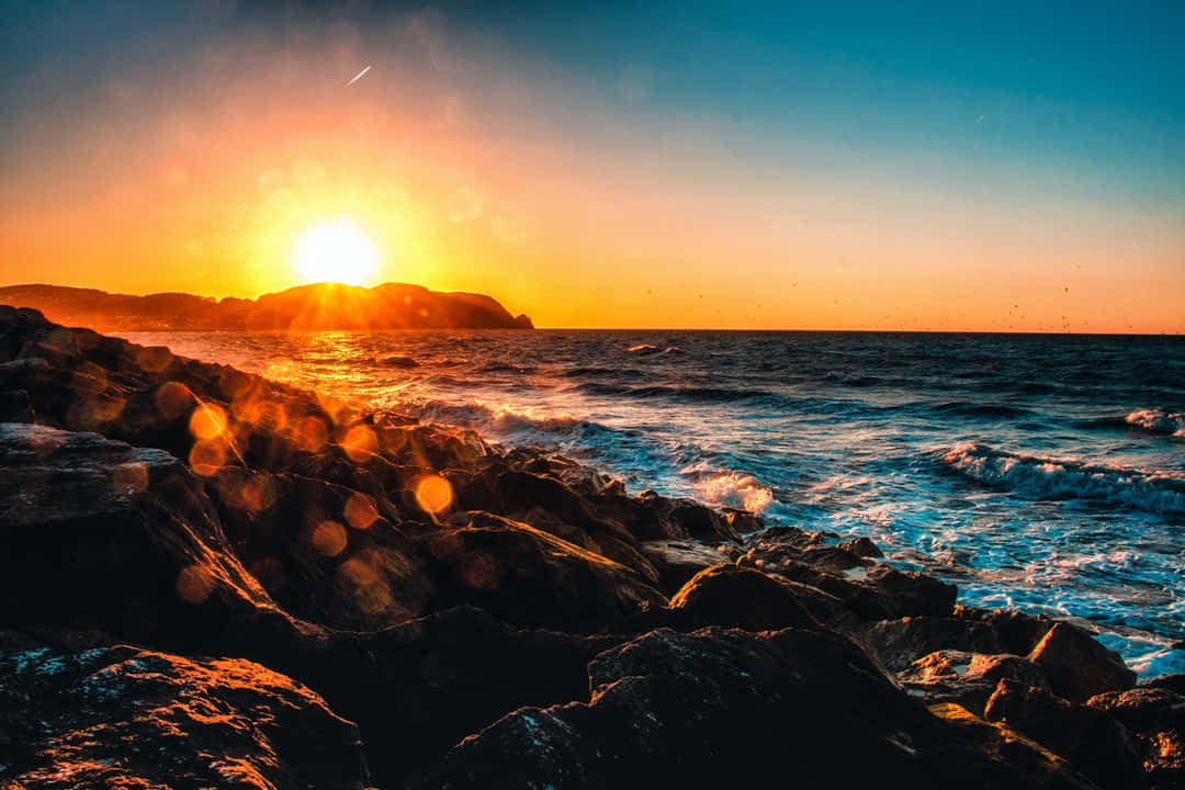 Sunset Wave, 1080 x 720, fiery orange, SD Desktop Wallpaper