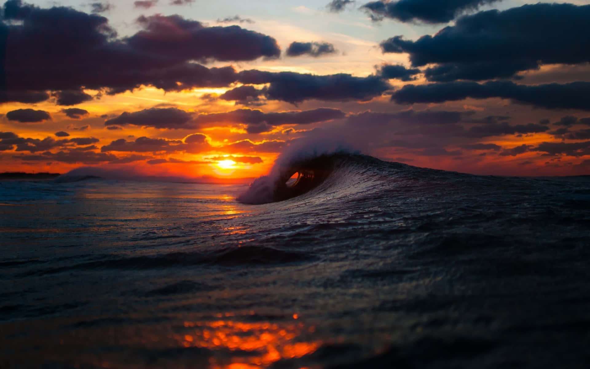 Sunset Wave, 1920 x 1200, ocean wave, Full HD Desktop Wallpaper