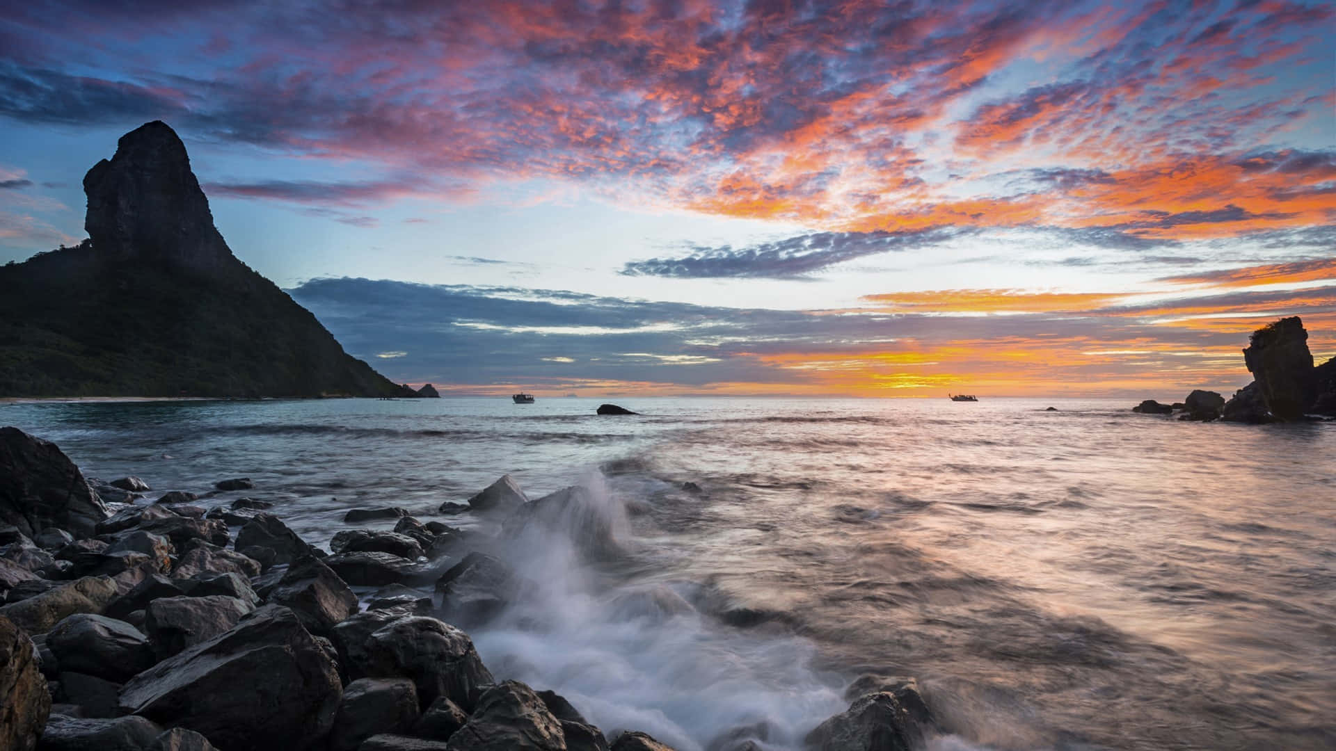 Sunset Wave, 1920 x 1080, fiery oranges and purples, Full HD Desktop Wallpaper
