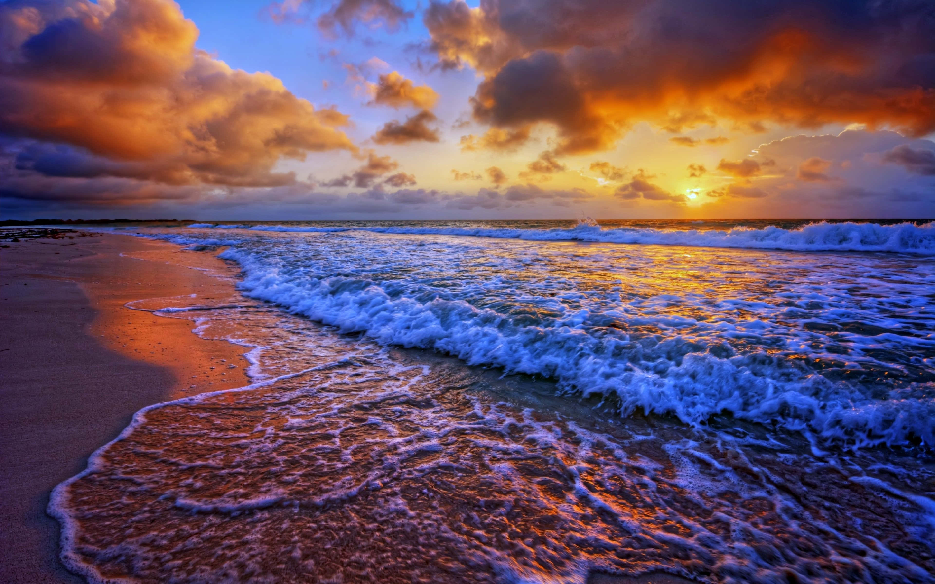 Sunset Wave, sunset, ocean waves, 4K Desktop Wallpaper