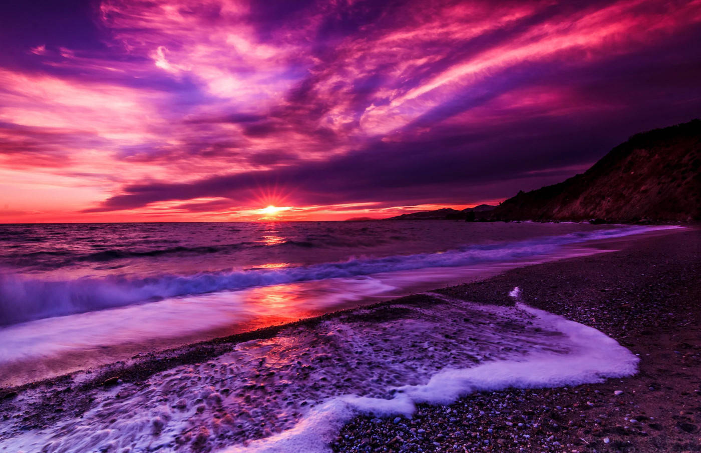 fading pink sunset, magenta, purple, HD Desktop Wallpaper
