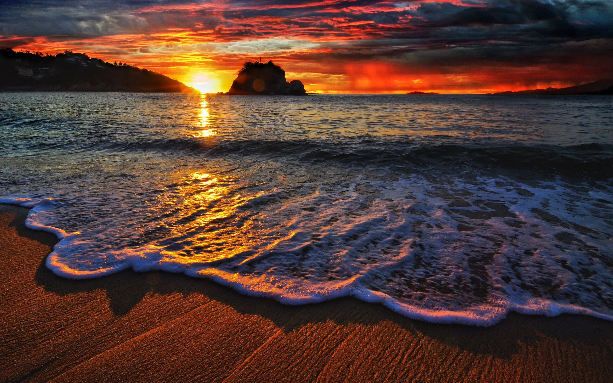 sea, sunset, ocean, 2K Desktop Wallpaper