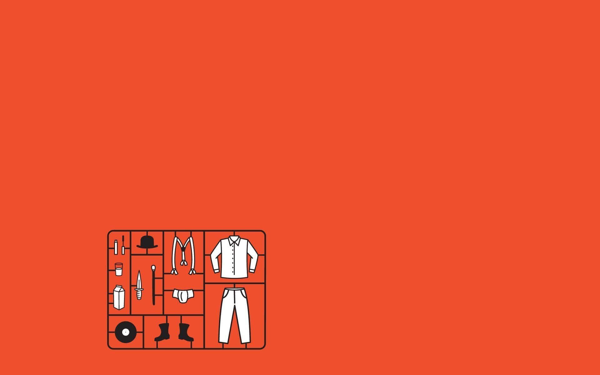 warm sunset glow, orange background, minimalist white line art, Full HD Desktop Wallpaper