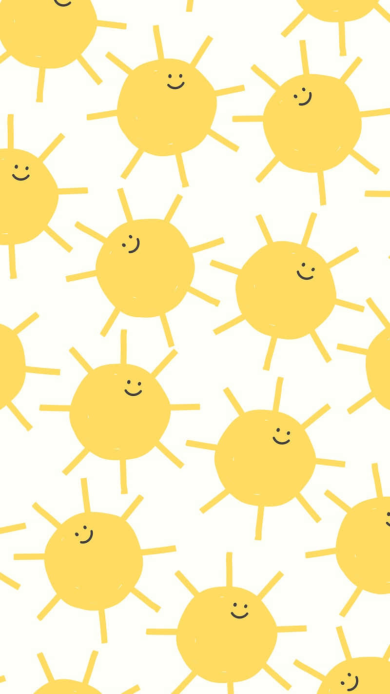 sunshine, yellow smiling suns, simple rays, HD Phone Wallpaper