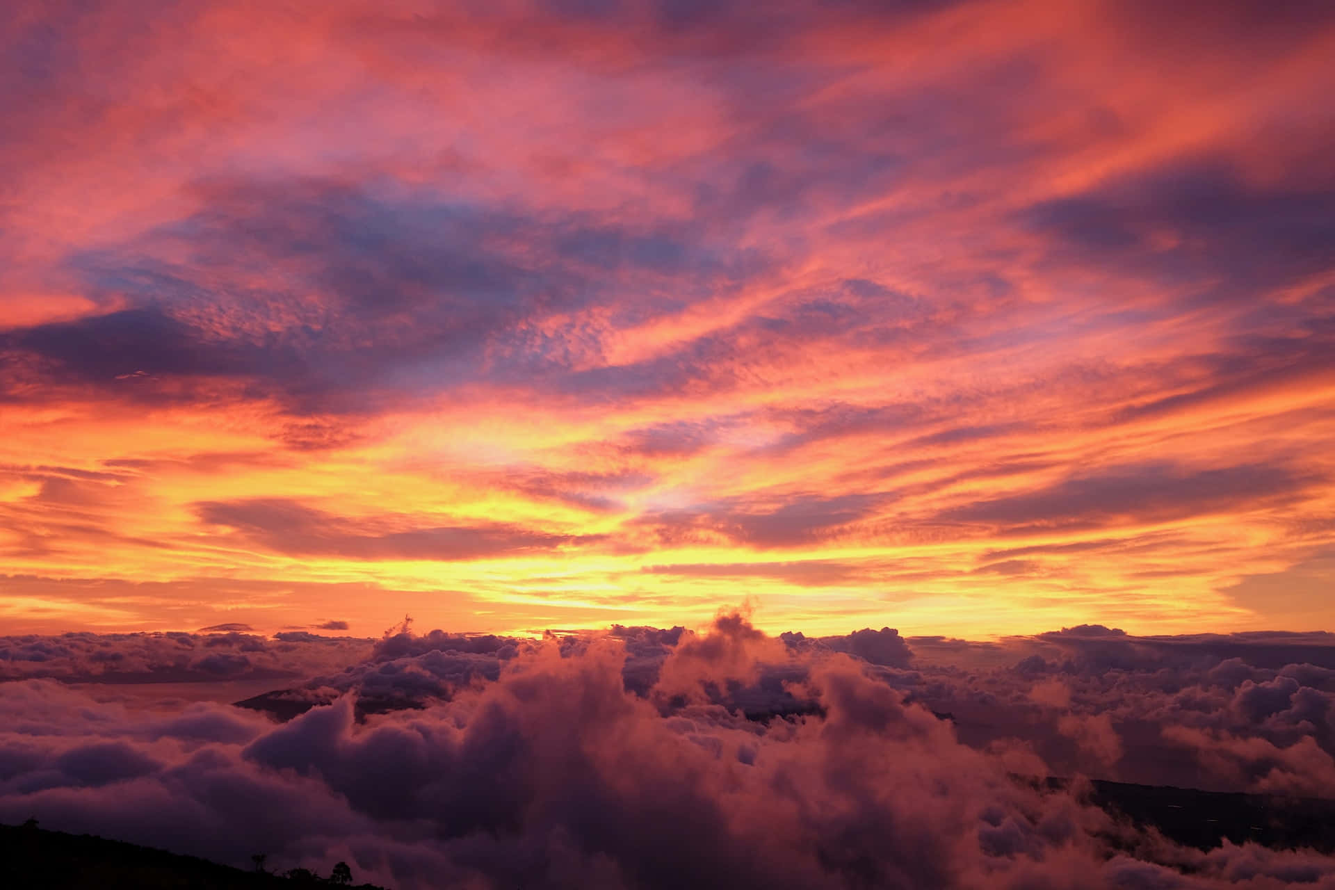 sunset hues, fiery orange, deep purple, Full HD Desktop Wallpaper