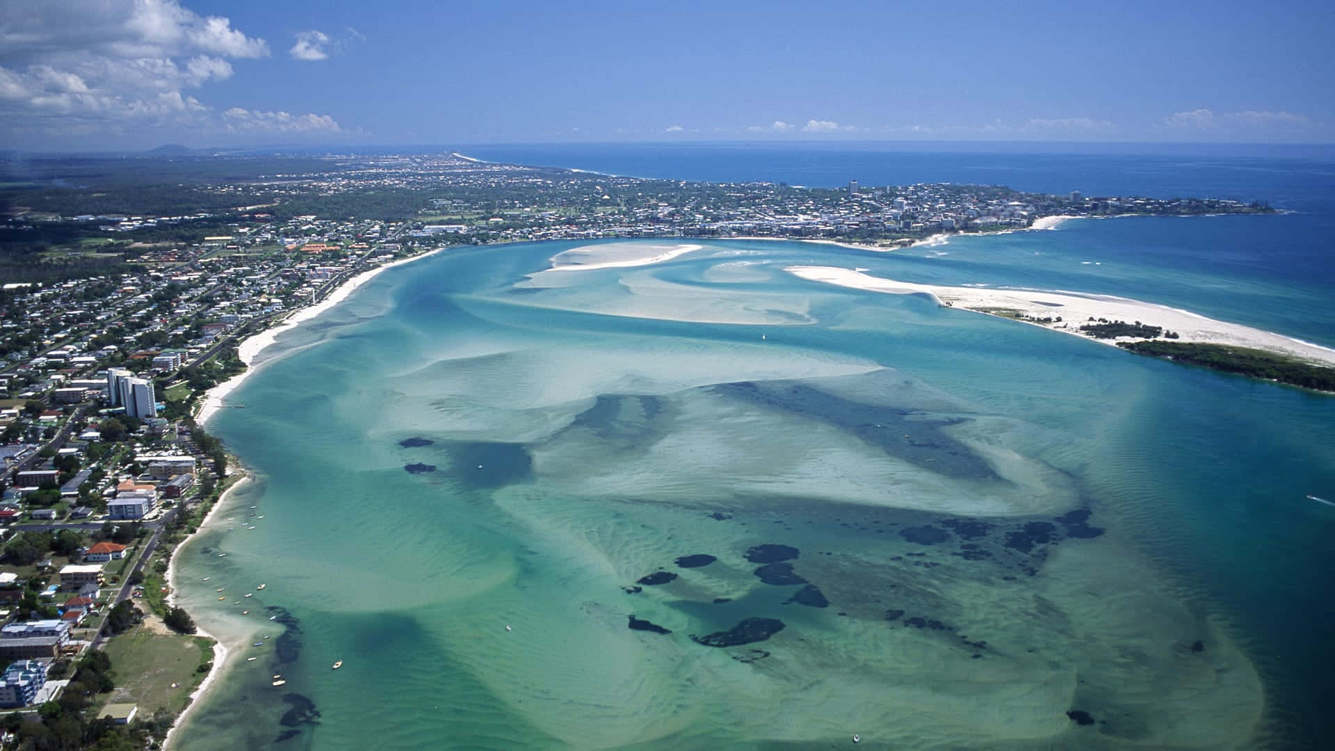 Sunshine Coast, turquoise waters, white sandbars, Full HD Desktop Wallpaper