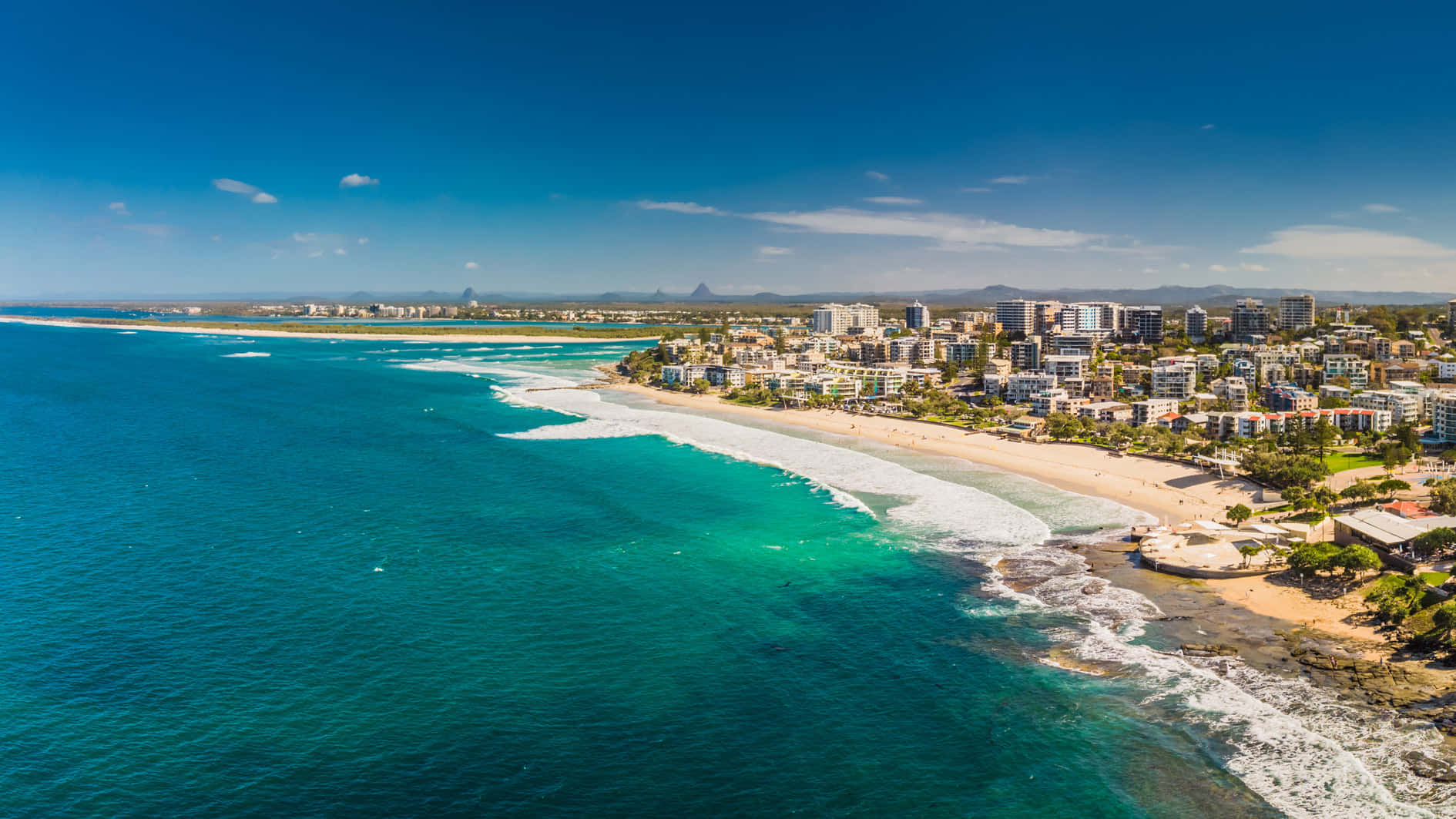 Sunshine Coast, turquoise ocean, sandy beach, HD Desktop Wallpaper