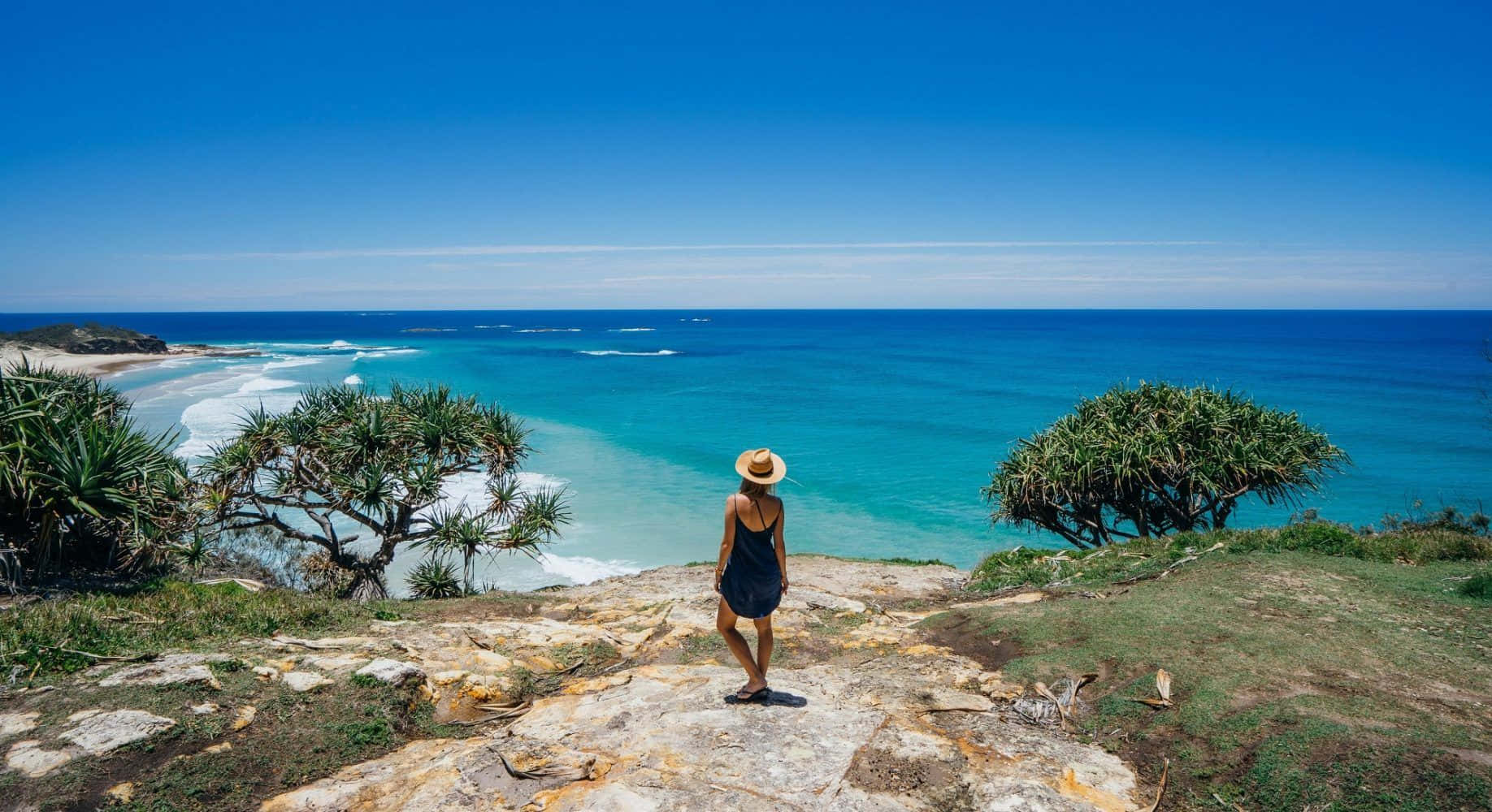 Sunshine Coast, turquoise ocean, white waves, HD Desktop Wallpaper