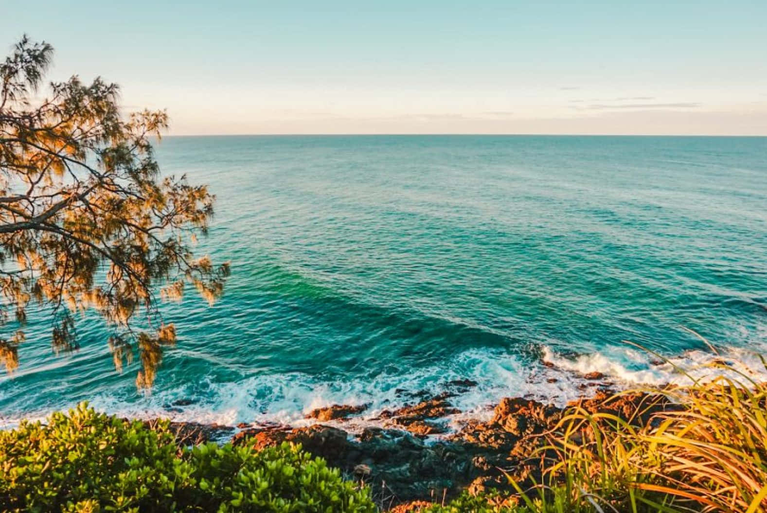 Sunset View at Sunshine Coast, Sunshine Coast, turquoise ocean, HD Desktop Wallpaper