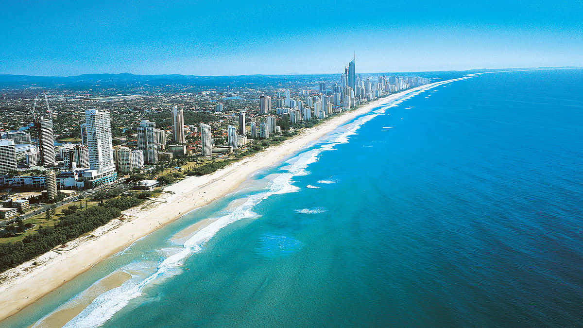 Sunshine Coast, turquoise ocean, sandy beach, SD Desktop Wallpaper