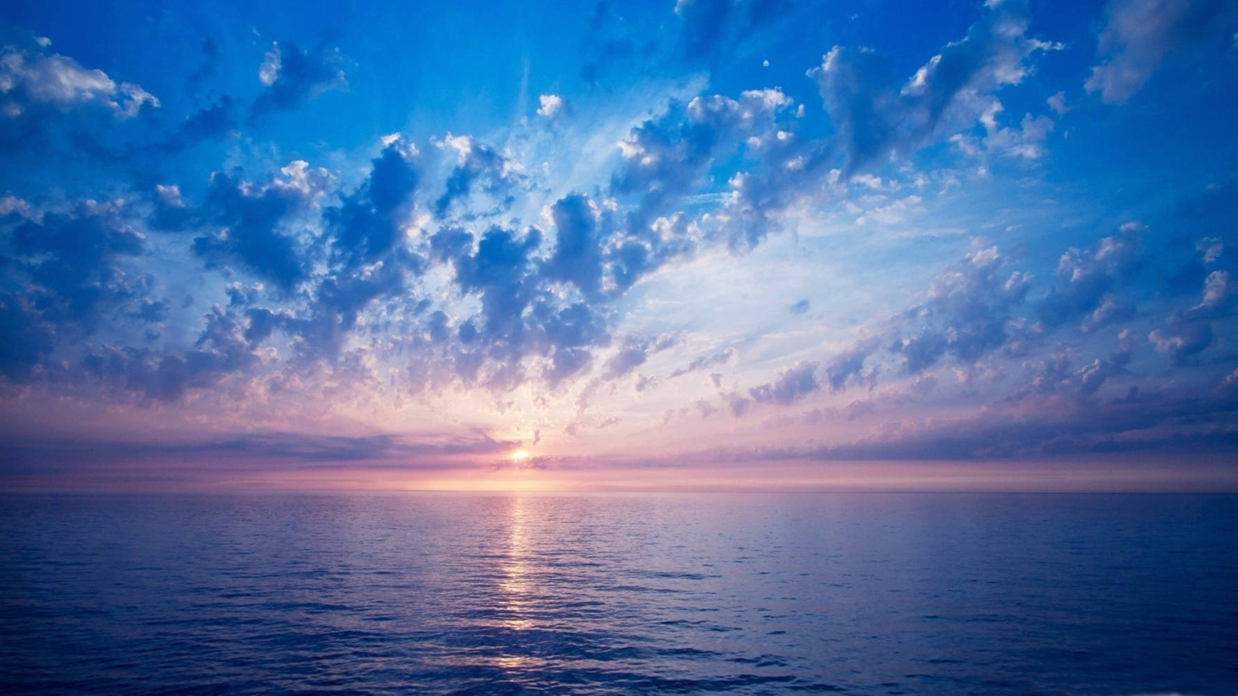 Sunshine Blue Sea, Sunset, calm ocean, HD Desktop Wallpaper