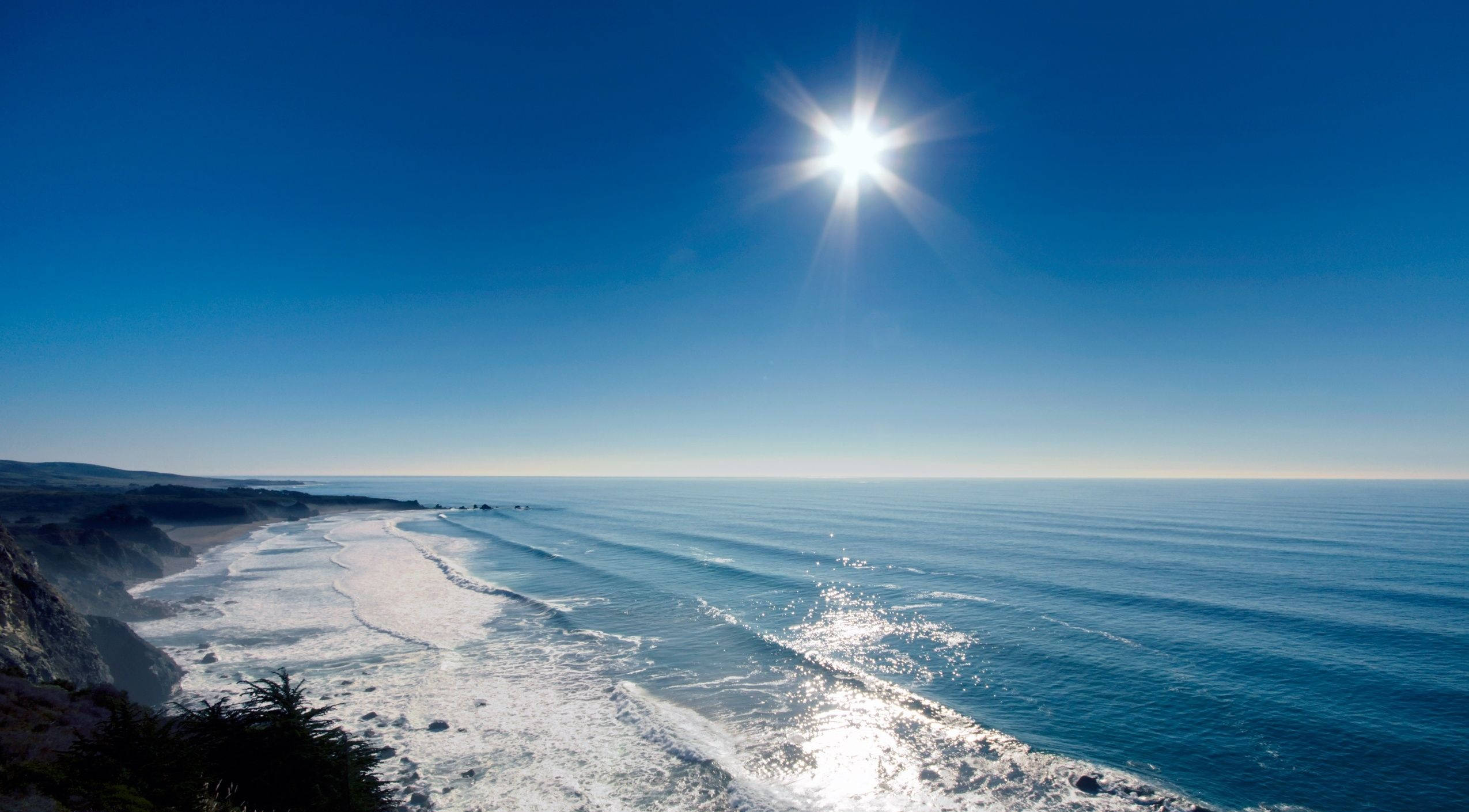Sunshine, beach, ocean, Full HD Desktop Wallpaper