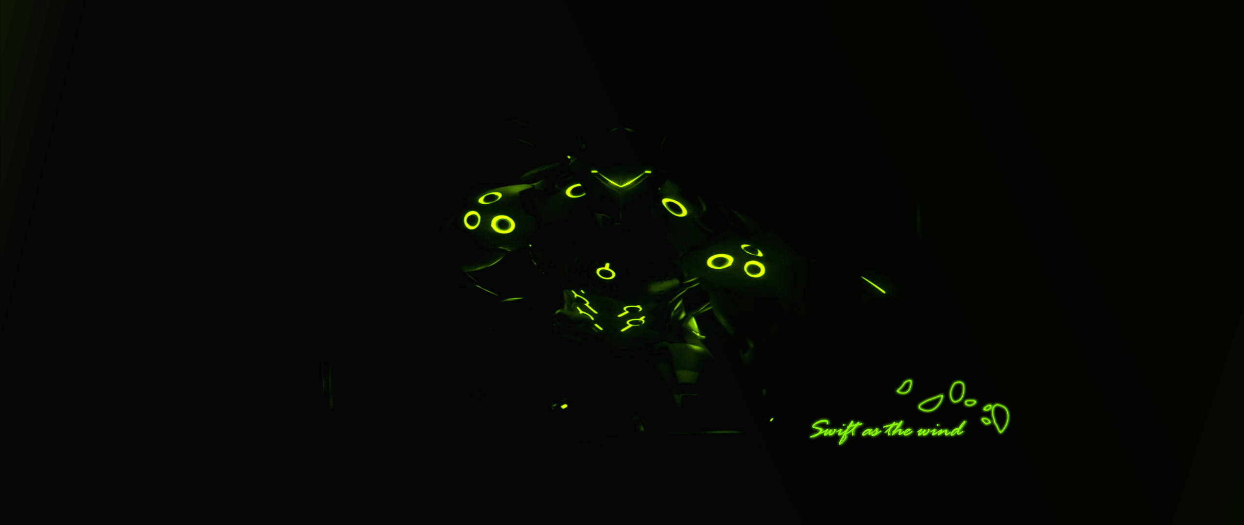 Genji, neon green, glowing green, 2K Desktop Wallpaper