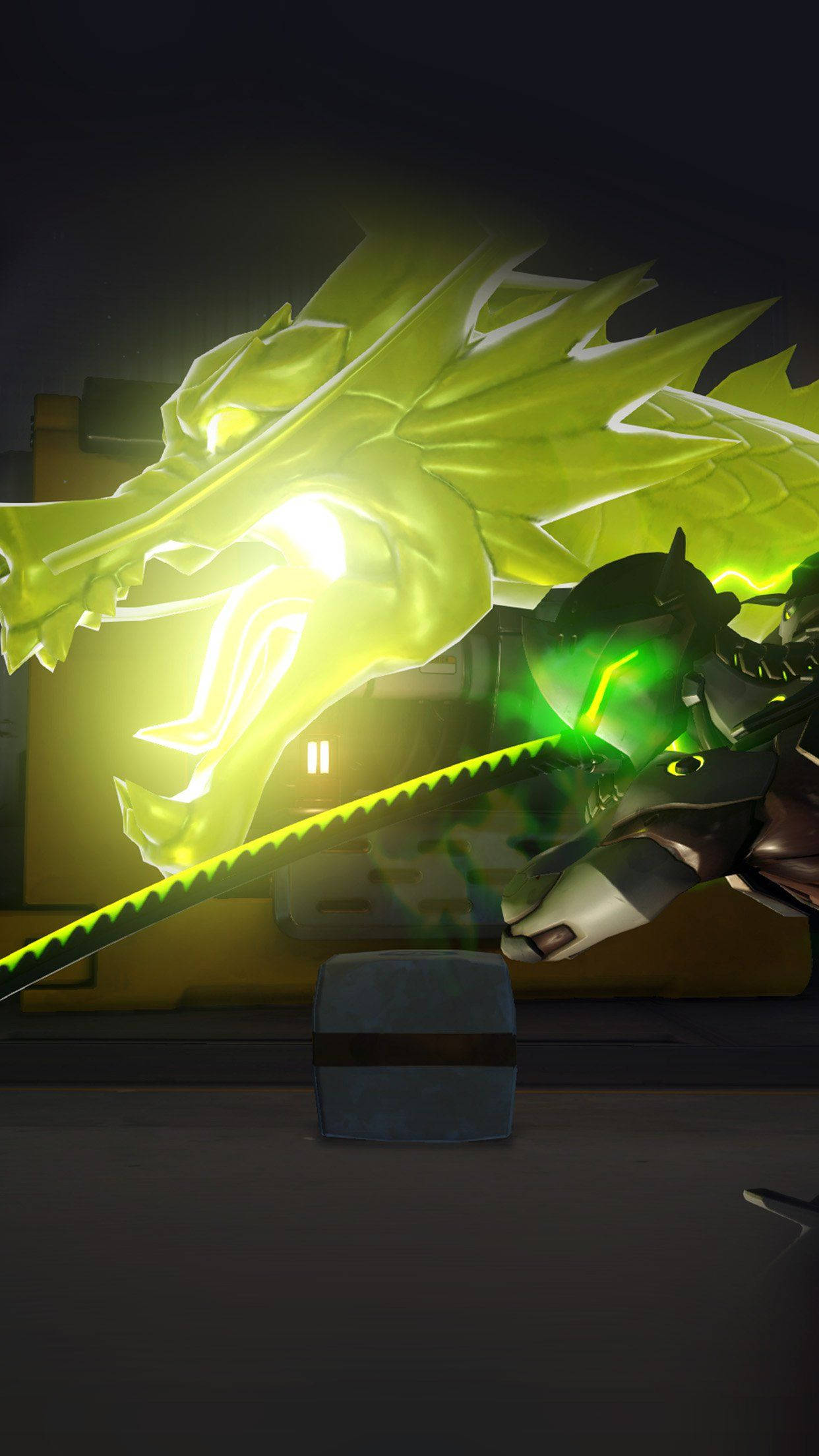 Genji, luminous green dragon, warrior, Full HD Phone Wallpaper