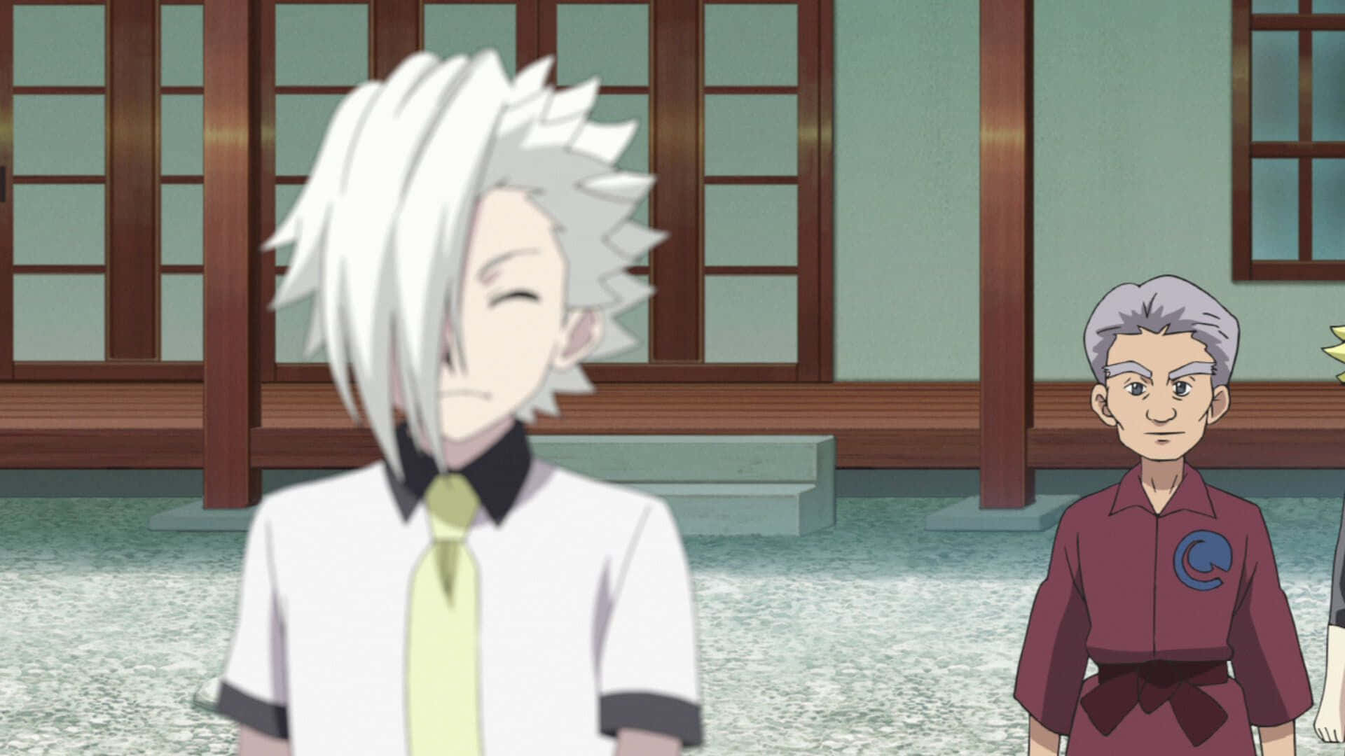 Suoh Genji, white-haired anime character, smirk, Full HD Desktop Wallpaper