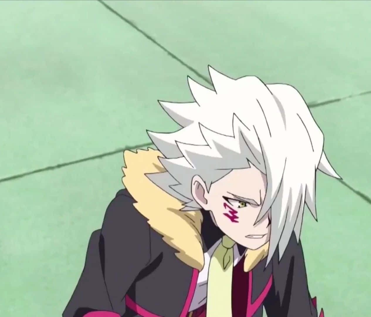 Suoh Genji, spiky white-haired anime character, red mark on his cheek, SD Desktop Wallpaper