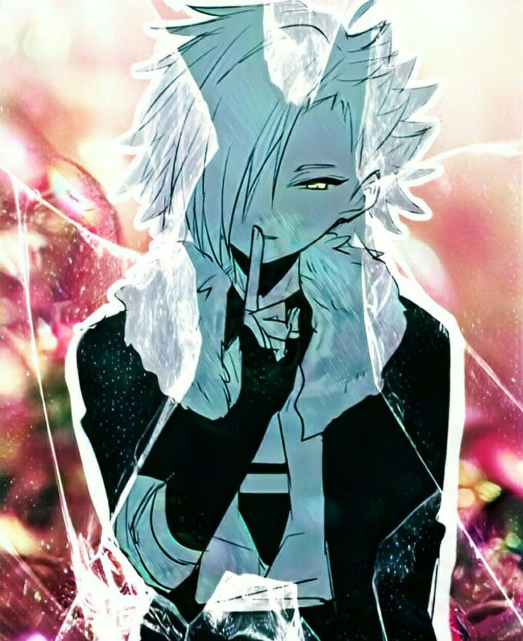 Suoh Genji, vibrant red forest, spiky white hair, SD Phone Wallpaper