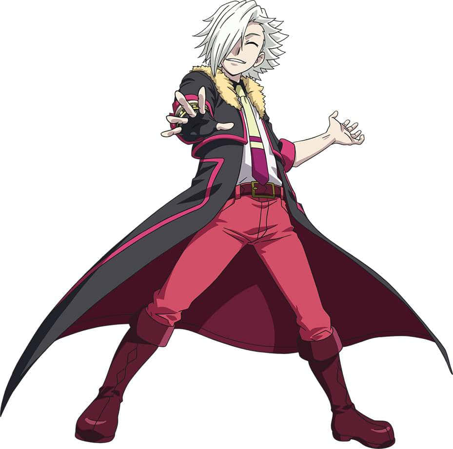 Suoh Genji, spiky white hair, black coat with pink trim, SD Desktop Wallpaper