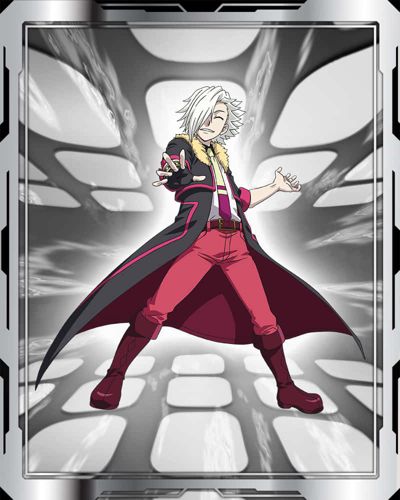 Suoh Genji, white-haired anime character, red coat and pants, SD Phone Wallpaper