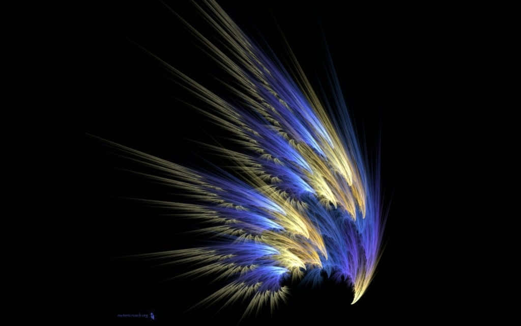 Super Amoled Display, vibrant blue, gold fractal tendrils, SD Desktop Wallpaper
