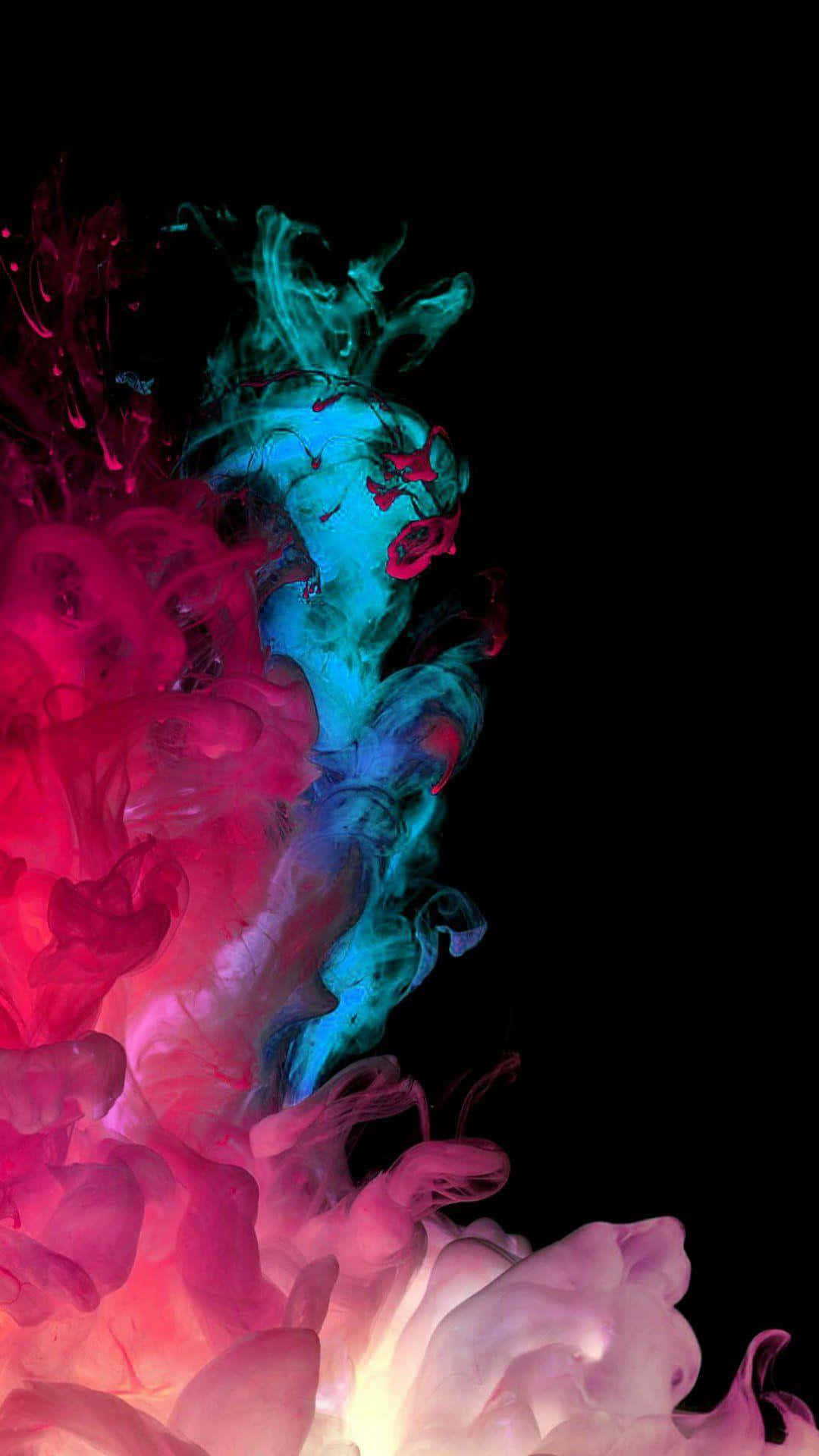 Super Amoled Display, vibrant pink, cyan ink, Full HD Phone Wallpaper