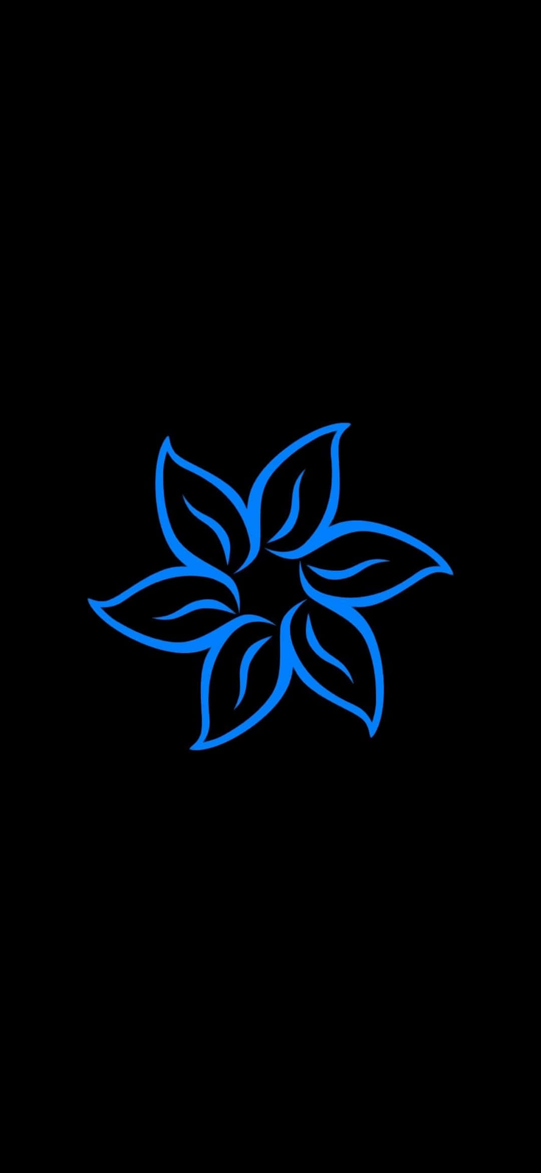 Blue Flower Line Art, Super Amoled Display, glowing blue, Full HD Phone Wallpaper