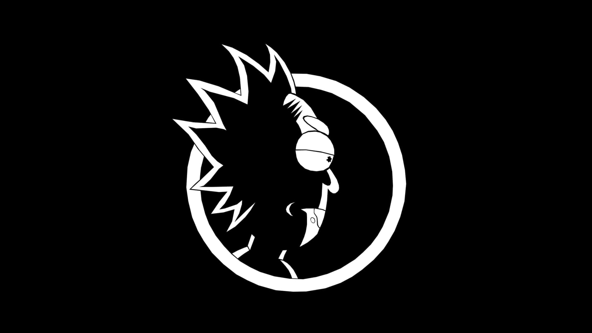 1920x1080, Amoled display, white line-art character, Full HD Desktop Wallpaper
