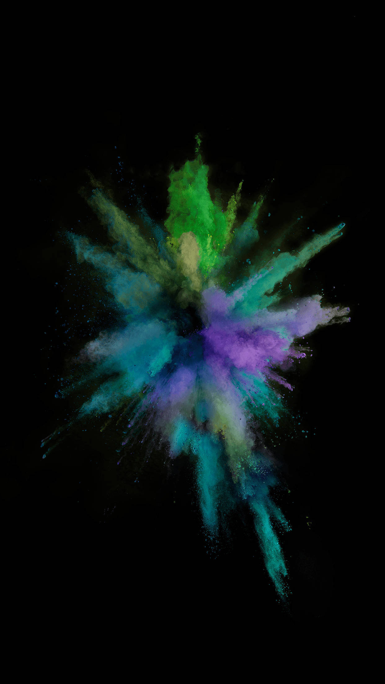 Super Amoled, multicolored powder, stark black background, Full HD Phone Wallpaper