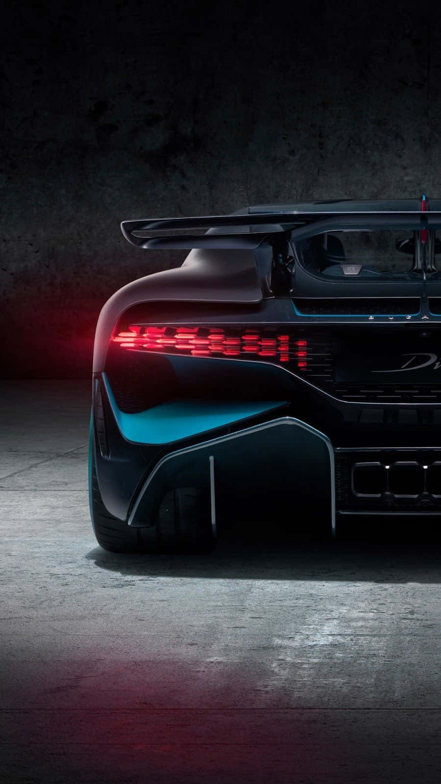 sleek black hypercar, glowing red taillights, blue accents, HD Phone Wallpaper