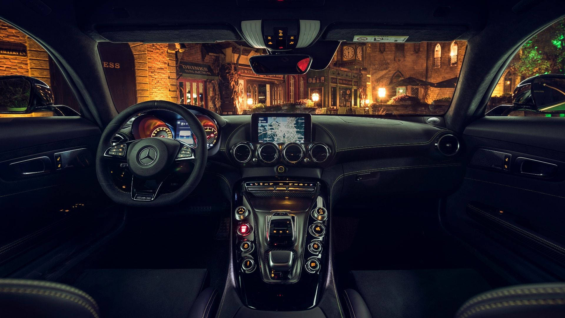 2017 Mercedes AMG GTR, dashboard, luxury car interior, Full HD Desktop Wallpaper