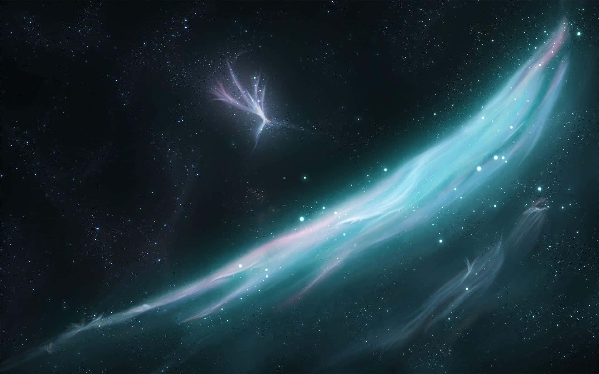 star, blue wing, luminous turquoise cosmic nebula, Full HD Desktop Wallpaper
