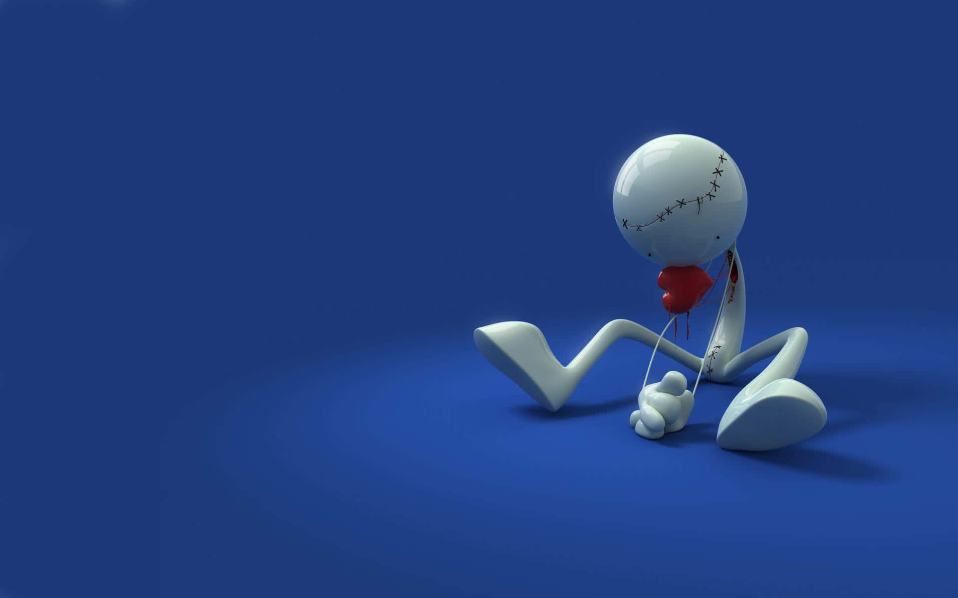 Super Cool, white stitched figure, blue floor, Full HD Desktop Wallpaper