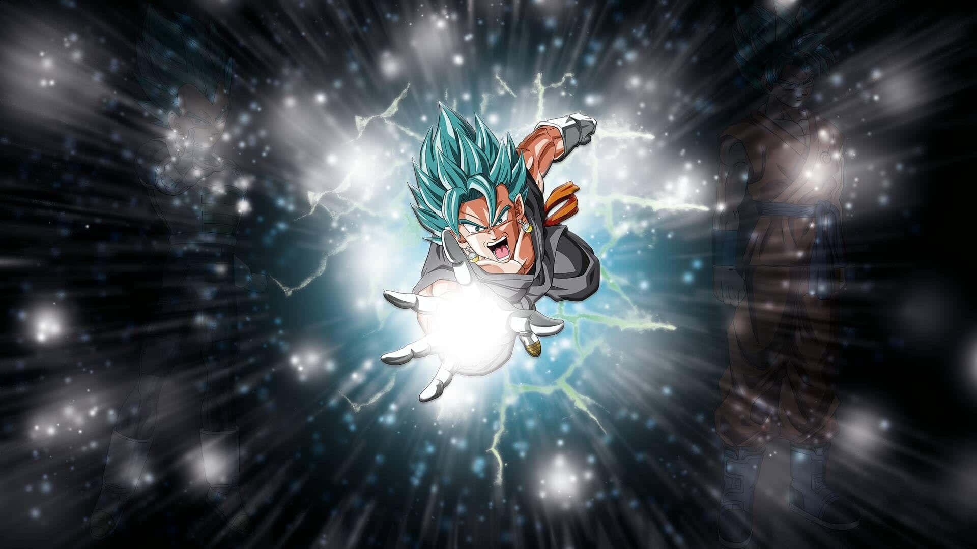 Super Dragon Ball, blue hair, glowing energy blast, Full HD Desktop Wallpaper