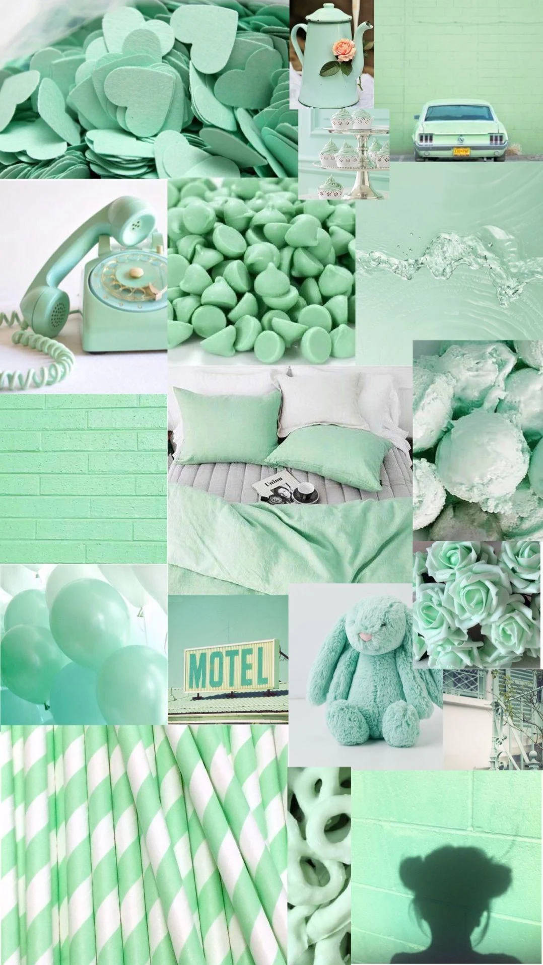 Super Light Green, mint green, heart-shaped candies, HD Phone Wallpaper